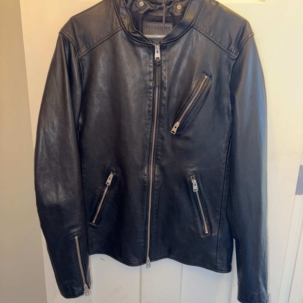 AllSaints Black Leather Biker Jacket